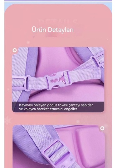 Aubyhe Küçük Öğrencilik İçin Kromi Desenli Mor Büyük Boy 42cm Çift Askılı Çanta - 3-6. Sınıf, Geniş Hacimli, 3 Kart Hediye Mor