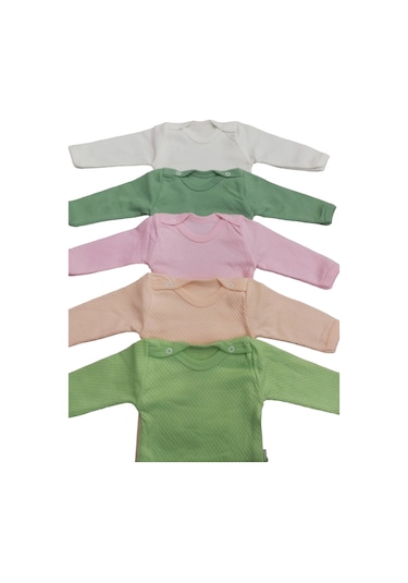 Özdemirli Bebe Uzun Kollu Çıtçıtlı Badi Bisiklet Yaka Body Zıbın (5li Paket)