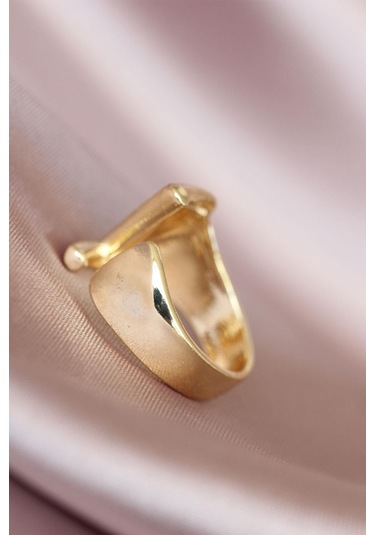 Z Harfli Altın Renk Ayarlamalı Metal Kadın Yüzük Altın