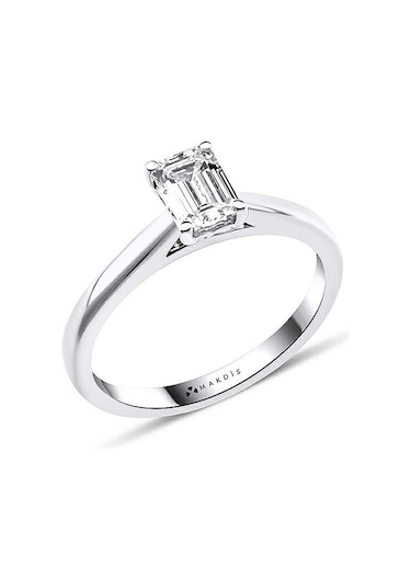 0.70 Karat Emerald Tektaş Pırlanta Yüzük Beyaz Altın