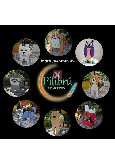 Ulzyvf Ve Şık Saksı Modern Köpek İçin Hayvan Figürlü Desenli Dekorasyonu Dayanıklı Cm Bahçe 34x24 - Uq