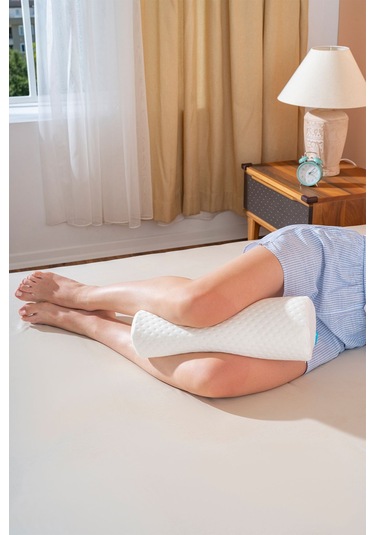 Silindir Ortopedik Visco Yastık 40x14 Cm Beyaz