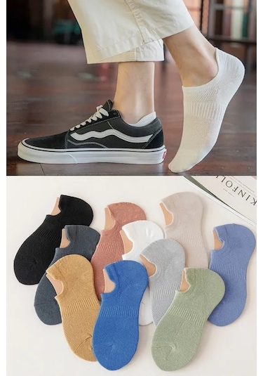Bgk Unisex 10 Çift Görünmez Renkli Çorap Çok Renkli