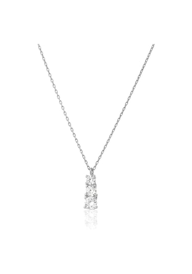 Zanaatsilver 925 Ayar Gümüş Sıralı 3taş Tria Kolye