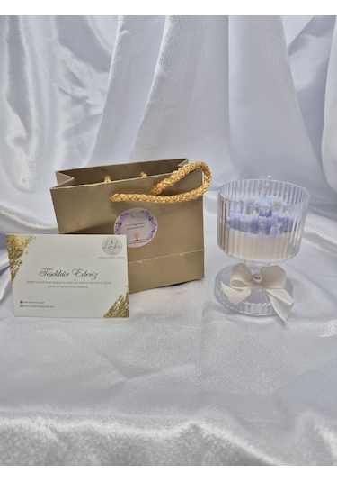 Kadınlar Günü Hediyelik Mum10'lu Paket Beyaz+mor