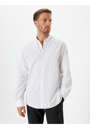 Koton Slim Fit Gömlek Uzun Kollu Pamuklu Beyaz 5wam60063hw Beyaz
