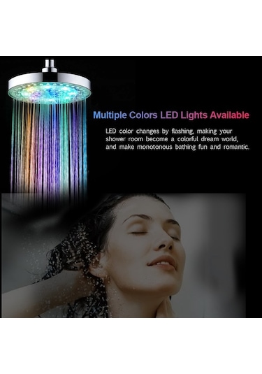 Ulzyvf Renk Değiştiren 8 İnç Led Yağmur Duş Başlığı - Otomatik Sıcaklık Sensörlü Diğer
