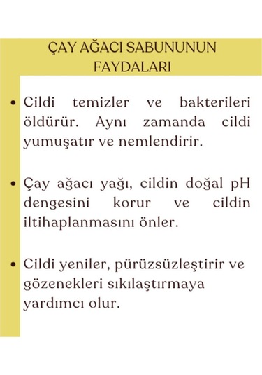 Aktif Akne Ve Sivilceler Için Doğal Çay Ağacı Sabunu Katkısız Sabun 100gr