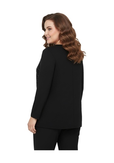 Wearon Kadın Siyah Sıfır Yaka Taşlı Bluz Bgl-st05154 Siyah