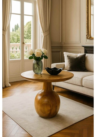 Ahşap Renkli Ahşap Orta Sehpa Rustik Ve Modern Mantar Tasarım Meşe