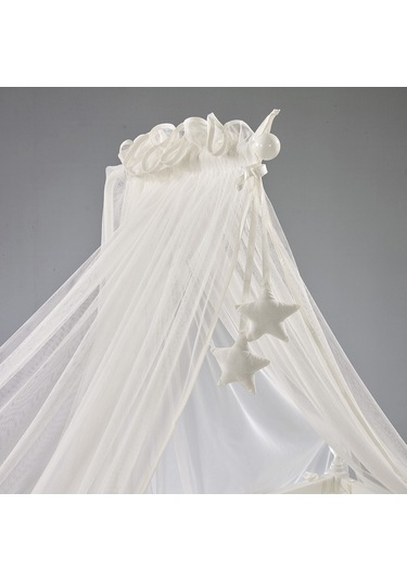 Meltem Kids Kral Sallanır Ahşap Anne Yanı Beşik 60x120 cm (beyaz-motto ekru) Ekru