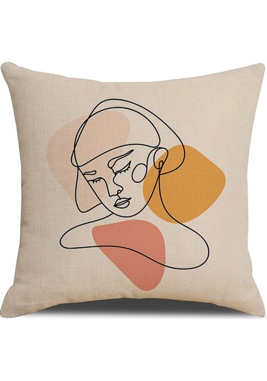 Yeni Sade Tarzda Baskılı Yastık Kılıfı No.15 Ekru