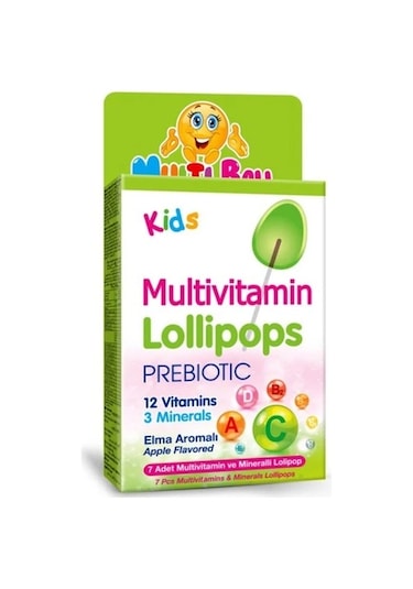 Multi Ball Kids Multıvıtamın Lollıpops +prebıotıc