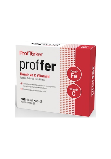 Proftürker Proffer Demir Ve C Vitamini 30 Kapsül