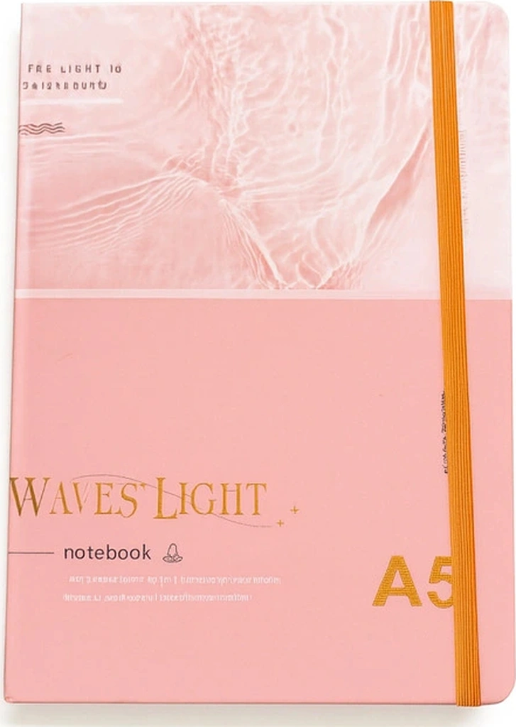 2 Adet Çizgili Defter Ajanda - Uçlu Kalem Hediyeli Waves Light A5-a6 Pembe