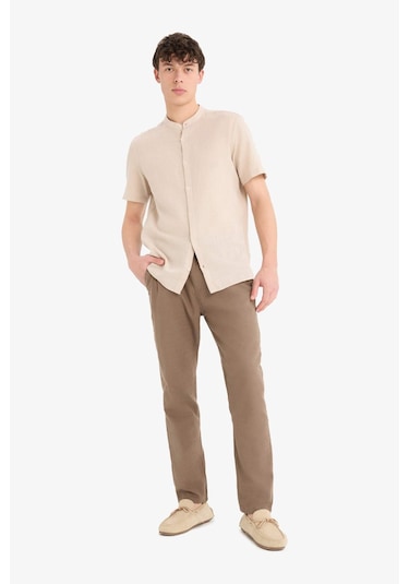 DeFacto %100 Pamuk Keten Görünümlü Pantolon Beli Lastikli Slim Fit Dar Kesim Cepli Düz Paça D2671AX25SMBN534 DeFacto %100 Pamuk Keten Görünümlü Pantolon Beli Lastikli Slim Fit Dar Kesim Cepli Düz Paça D2671AX25SMBN534