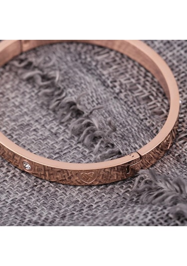 Rose Gold Basit Moda Titanyum Çelik Üç Renkli Gül Altın Paslanmaz Çelik Bilezik 304 Titanyum Çelik Aşk Bileklik Rose Gold