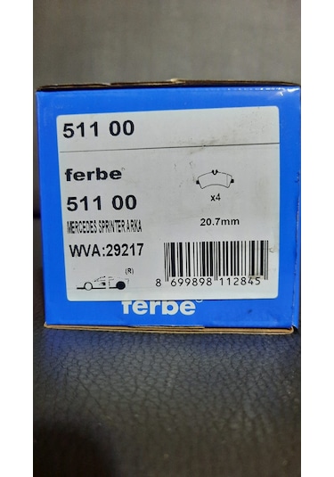 Ferbe 51100 Sprınter Arka Balata