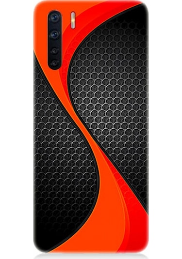 Oppo A91 Uyumlu Silikon Kılıf Turuncu Siyah Karbon