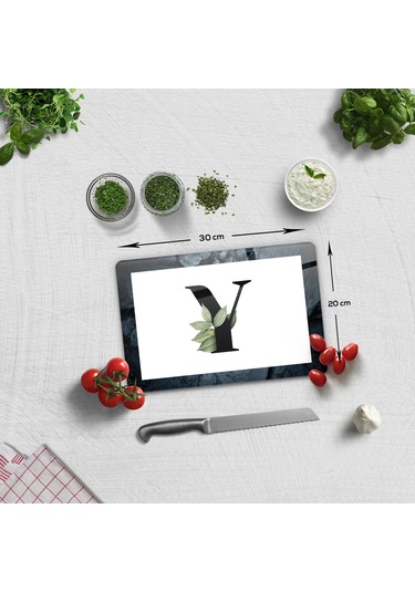Decorita Cam Kesme Tahtası - Cam Kesme Tablası - Harfli Tasarım Y Çap 20 x 30 CM
