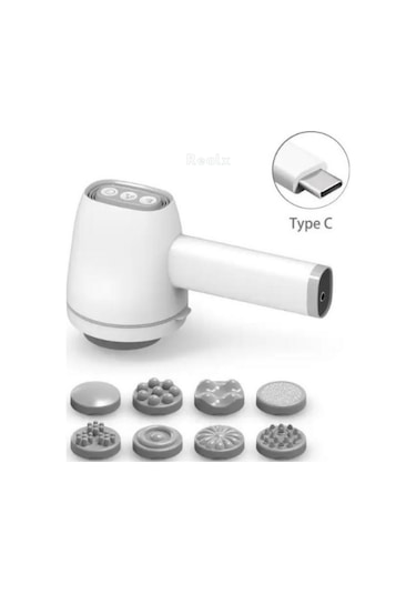 Realx Şarjlı 8 Başlıklı 5 Modlu Tüm Vucüt Masaj Aleti Body Massan Beyaz