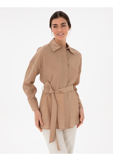 Pierre Cardin Kadın Bej Gömlek Desenli 50306501-vr011 Bej