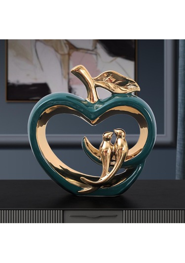 Suntek Modern Seramik Meyve Heykeli Raf Altın Kuşlar Parti El 22.5cmx23cm