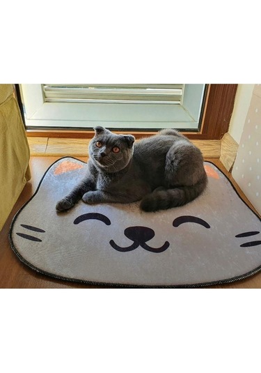 Kedi Desenli Tuvalet / Mama Önü Paspası 50x60 Cm