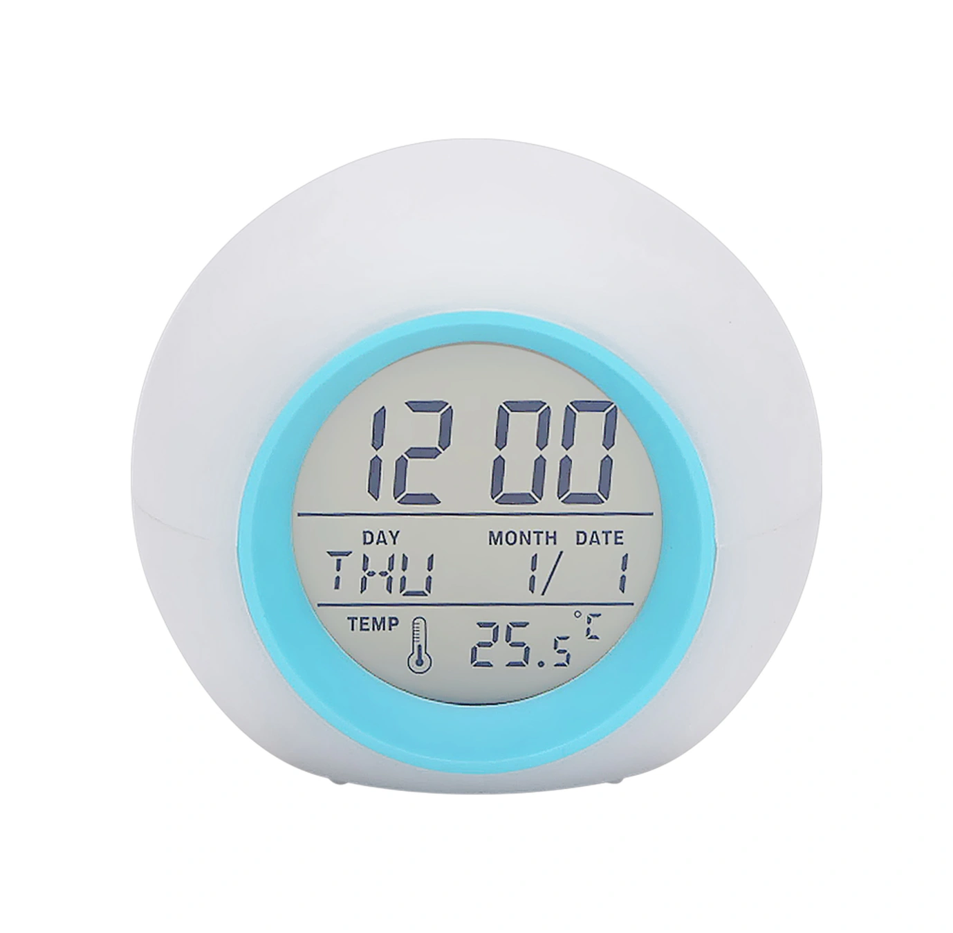 Youtek Mavi 7 Renkli Işıklı Led Masaj Saati - Doğal Sesli Alarm, Saat/tarih/sıcaklık Göstergeli, Çocuk Dost Abs Malzeme Pil Dahil Değil Mavi