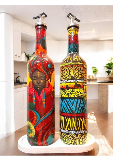 Asya Kabile Kültürlerinden İlham Alan Etnik Motiflerle El Yapımı Yağdanlık, Sosluk, Sirkelik Seti-mu Turuncu