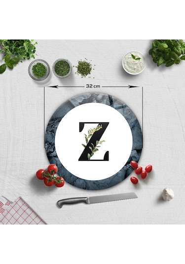 Decorita Cam Kesme Tahtası - Cam Kesme Tablası - Harfli Tasarım Z Çap 32 CM