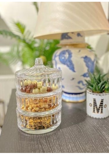 The Mia Cam Kapaklı 3lü Şekerlik 22 X 14 Cm Cam0244