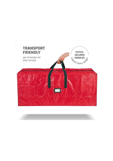 Novahub Su Geçirmez Yılbaşı Ağacı Saklama Çantası - Dayanıklı Pe, Renkli Etiket Penceresi Kırmızı Kırmızı