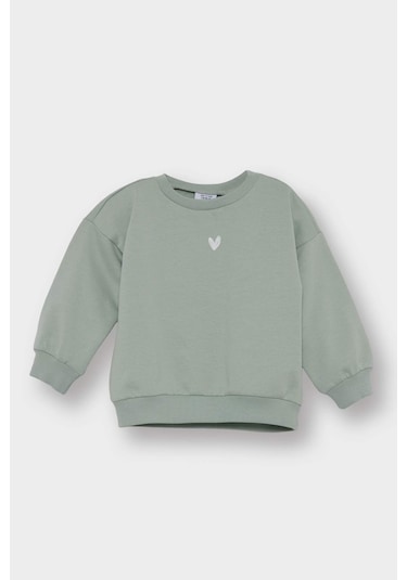 Defacto Kız Bebek Bisiklet Yaka İçi Yumuşak Tüylü Sweatshirt E8352a525augn1123 Yeşil