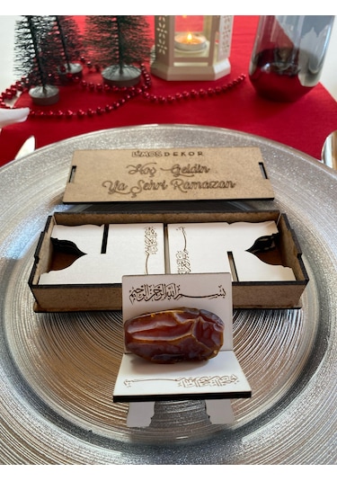 Hurmalık 6'lı Beyaz Ahşap Özel Kutulu Hurma Tabağı