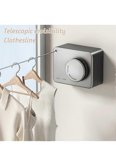 Ganzhoushop Çamaşır Kurutma Görünmez Tel Çamaşır İpi Balkonlar İçin Güçlü Yük Taşıma Kapasiteli Çamaşır İpisiyah Çok Renkli