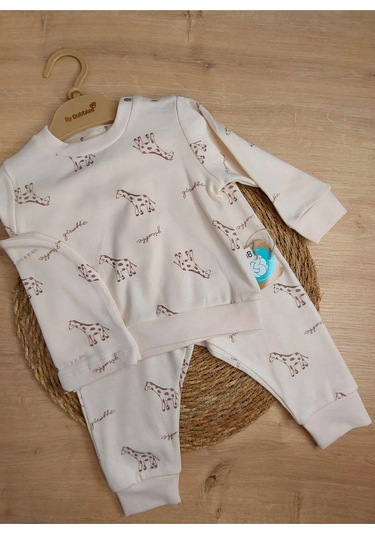 3'lü Bebek Çocuk 2 İplik Şapkalı Takım-790 Ekru