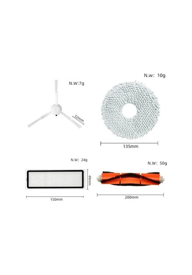 Unimarket Xiaomi Robot Süpürge X10+ B101gl Yan Fırça, Hepa Filtre, Toz Torbası & Aksesuar Seti Süpürge Yedek Parçaları