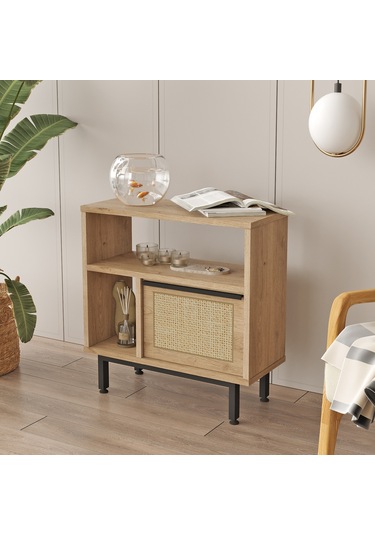 Robin Home Lidya Yan Sehpa Komodin Kapaklı Metal Ayaklı Uv Baskı