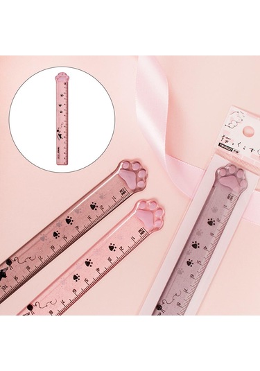 Dolıty Sevimli Öğrenci Cetveli Kedi Pençe Şeklinde Pembe