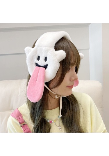 Ikkb Earmuffs Kore Versiyonu Sevimli Sıcak Kış Peluş Kulaklıklar Beyaz