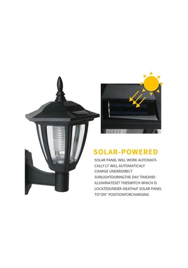 Besthome1 Ev Ve Bahçe Güneş Enerjili Duvar Lambası - Villa Teras Aydınlatma, Yağmur Dayanıklı Led, Komfortlu Siyah Aydınlatma Siyah