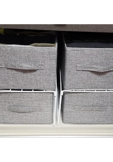 Suntek Giysi Yorgan Saklama Kutusu L Gri 6 Izgara Gri