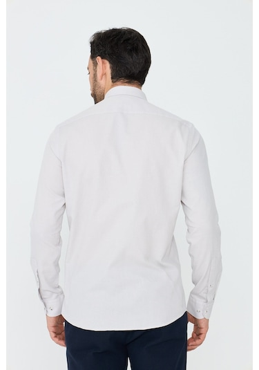 White Stone Ekru %100 Pamuk Dynamic Fit Erkek Günlük Gömlek