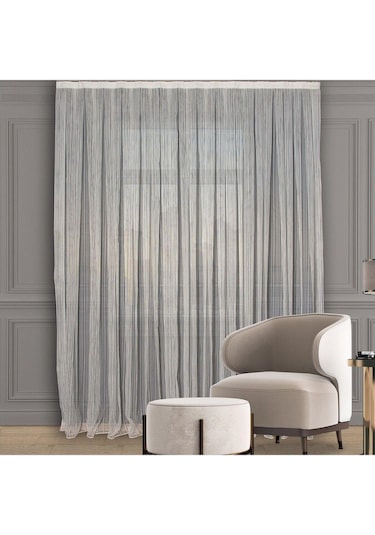 Kırık Beyaz Düz Tül Perde Zincir Çizgili Normal Pile 1'e 2,5 Pile-kırık Beyaz Kırık Beyaz