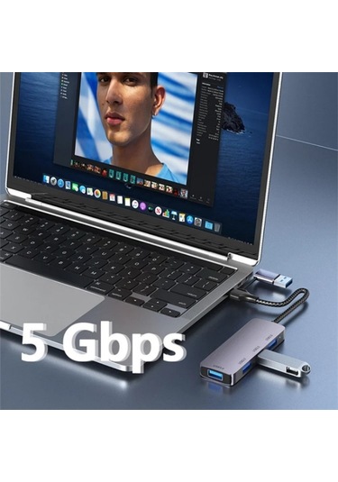 T203 Usb + Typ-c 3.0 Dönüştürücü Hub 5gbps Usb 3.0 Dizüstü Bilgisayar / Tablet Pc İçin Veri Aktarım Adaptörü, Boyut:t203