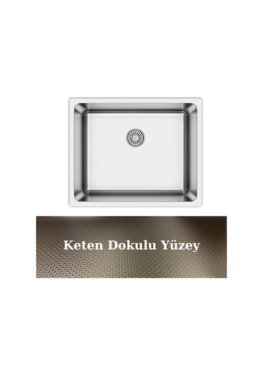 Asil As 359 40.50 Radus Tezgah Altı Keten Doku 304 Paslanmaz Çelik Eviye Inox