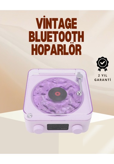 Retro Pikap Hoparlör Şarjlı Kablosuz Projektör Ve Gece Lambası