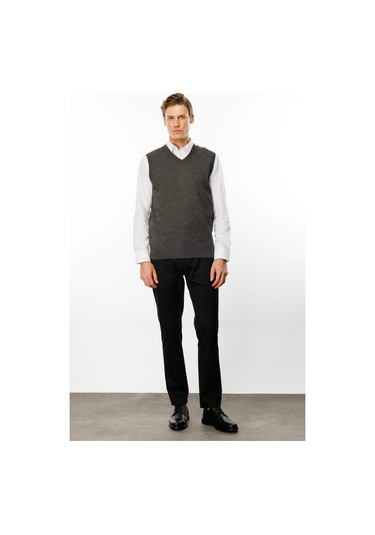 Desen Triko Erkek Süveter 21600 Koyu Füme