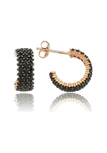 Blackcraft 925 Ayar Gümüş Tamtur Siyah Taşlı Küpe Bc-19a193